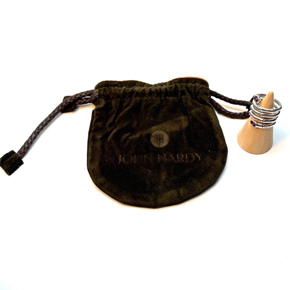 John Hardy Batu Bamboo Silver Wrap Ring Amethyst Size 7 Sterling 925 NWOT - Picture 2 of 6